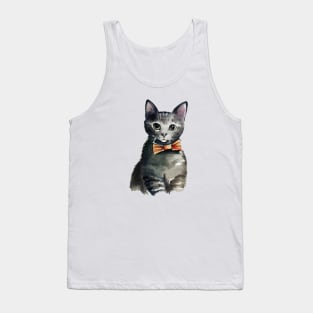 Gray Cat with a Bowtie Tank Top